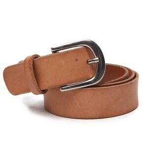 H&M Leather Belt Unisex Tan Brown Silver Buckle Casual Work Office
